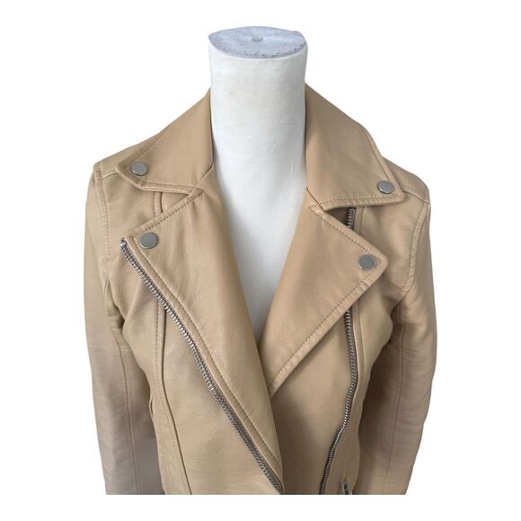 Abercrombie & Fitch Women's Vegan Leather Moto ShortJacket Light Tan Nubuck Sz S - Picture 8 of 16